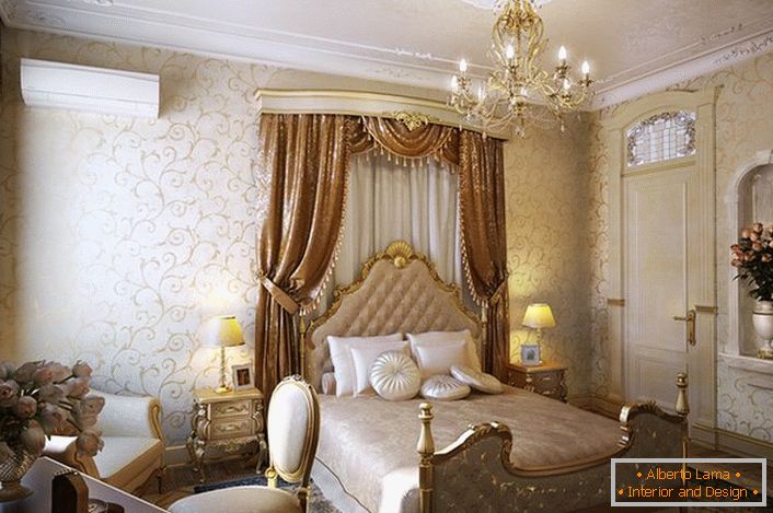 Solo los muebles correctamente seleccionados, como en esta habitación, pueden convertirse en un vívido ejemplo de estilo barroco.