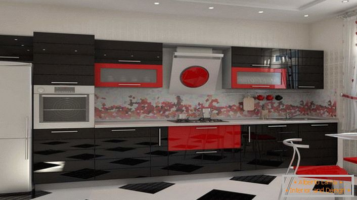 La cocina utiliza reflectores integrados en el área de la cocina.