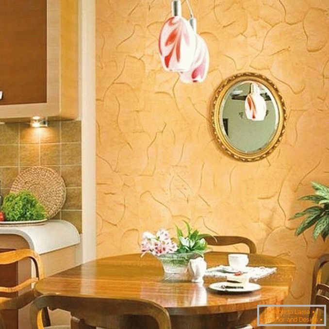 decoración de la pared en la cocina con yeso decorativo, foto 5