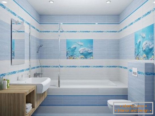 un panel de azulejos en el baño, foto 1