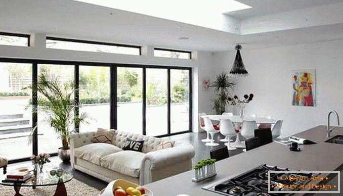 Apartamentos estudio de diseño con ventanas panorámicas - Foto de la cocina de la sala de estar