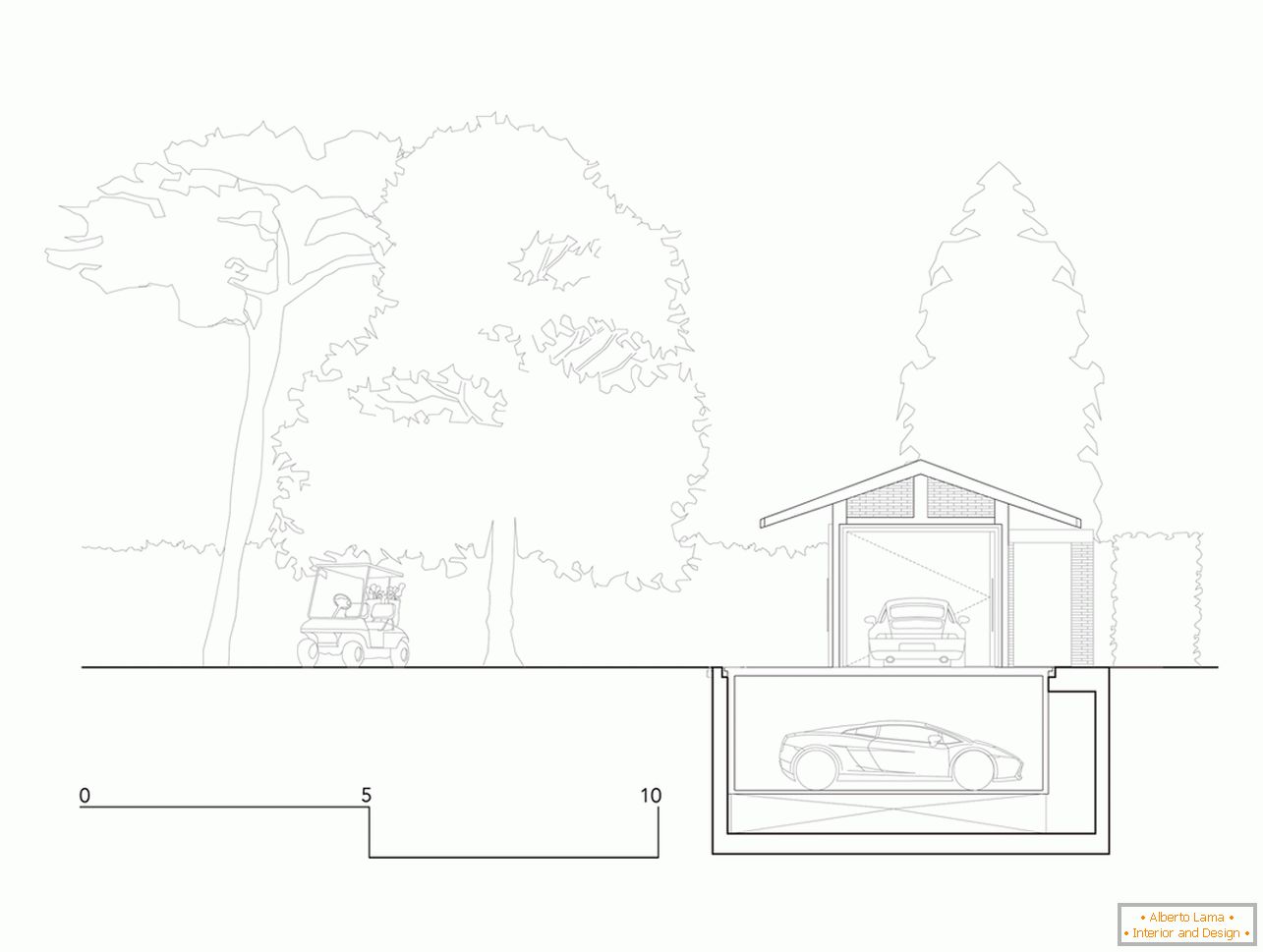 El diseño del garaje con un dosel