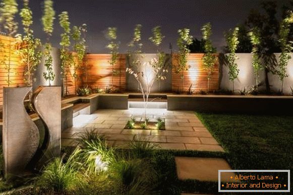 Diseño de jardín moderno - foto con iluminación led
