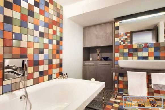 Diseño de foto de azulejos de baño multicolor