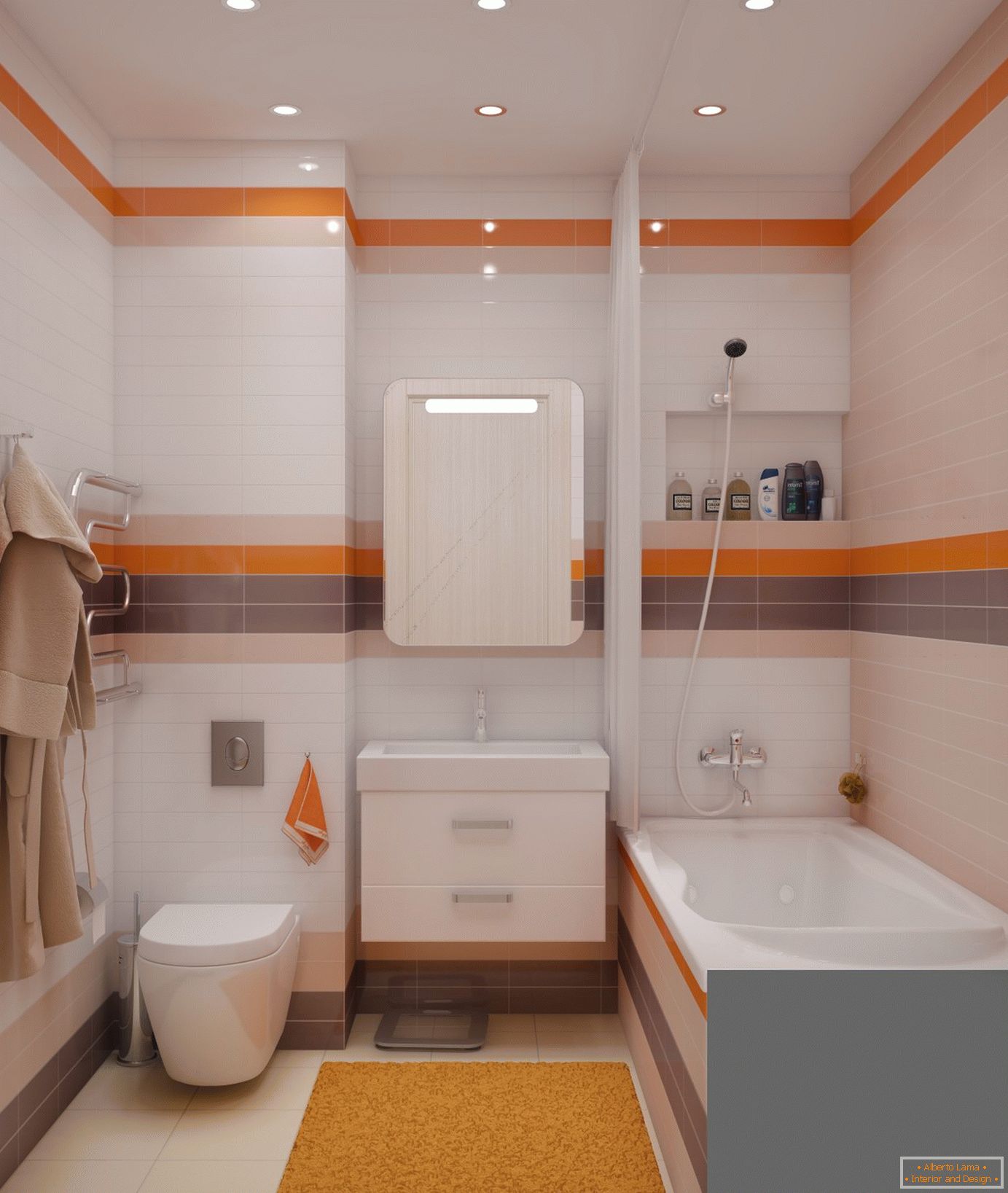 Interior del baño combinado con el inodoro