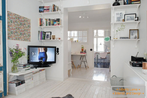 Interior de un pequeño apartamento en Estocolmo