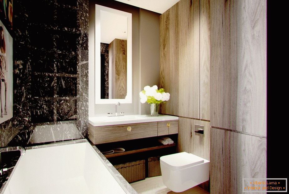 Interior de un pequeño baño con estilo