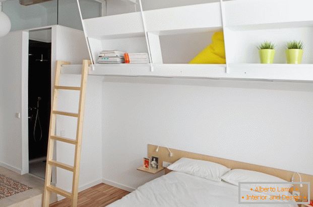 El proyecto de un mini departamento: un dormitorio en color blanco