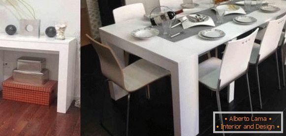 mesa plegable consola blanca