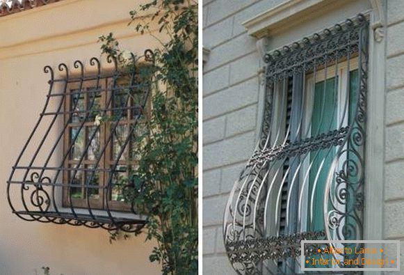 Rejas forjadas en ventanas - foto en la decoración de las fachadas de casas privadas