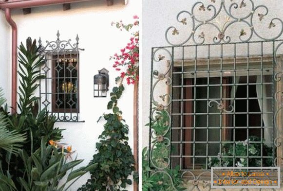Rejillas decorativas en ventanas - foto de la fachada de la casa