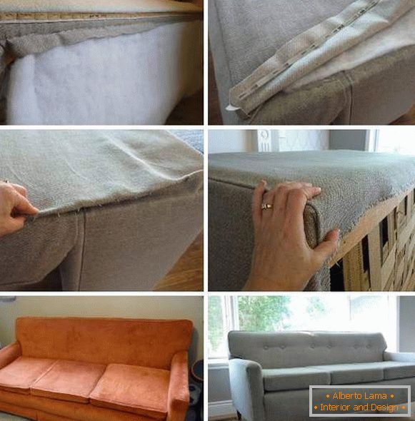 Reparación y restauración de muebles tapizados: un tramo del sofá