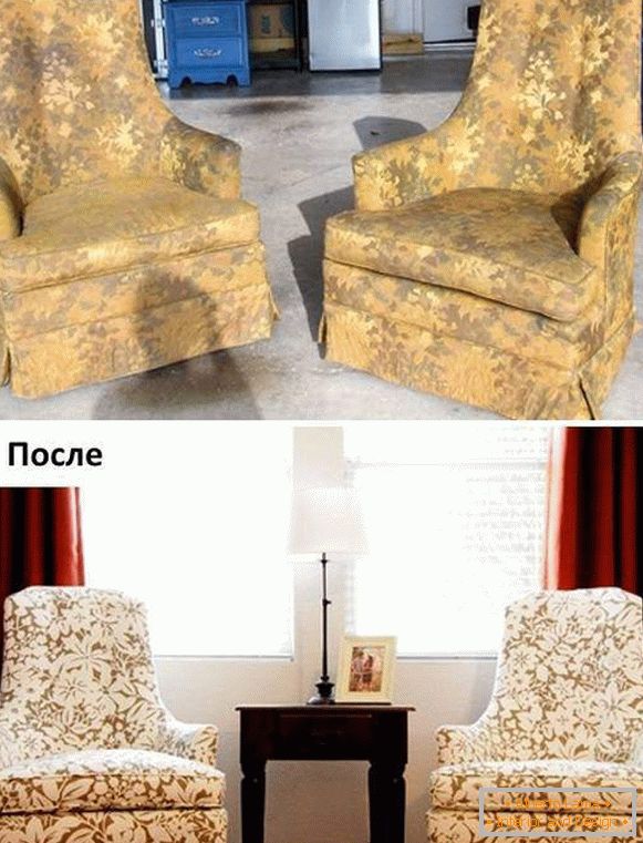 Reparación de muebles tapizados - foto de sillones antes y después