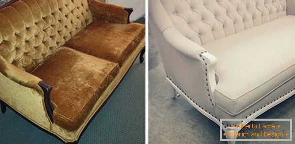 Reparación del sofá con sus propias manos en un estilo clásico