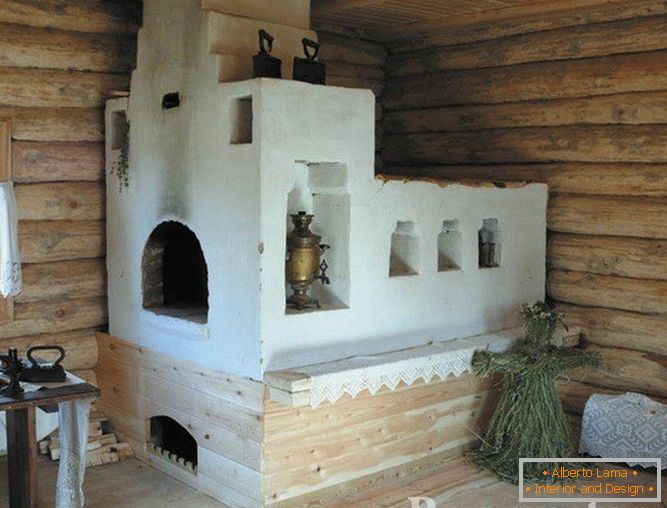 Estufa en una casa de madera
