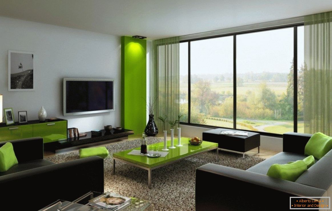 Sala de estar gris-verde