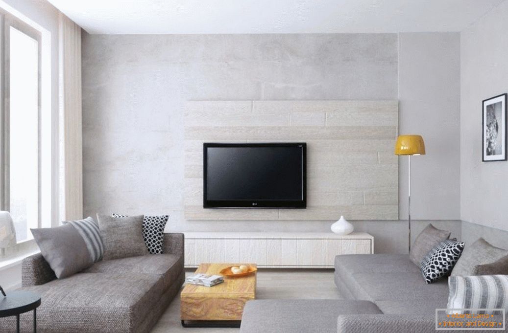 Sofá gris en un interior moderno