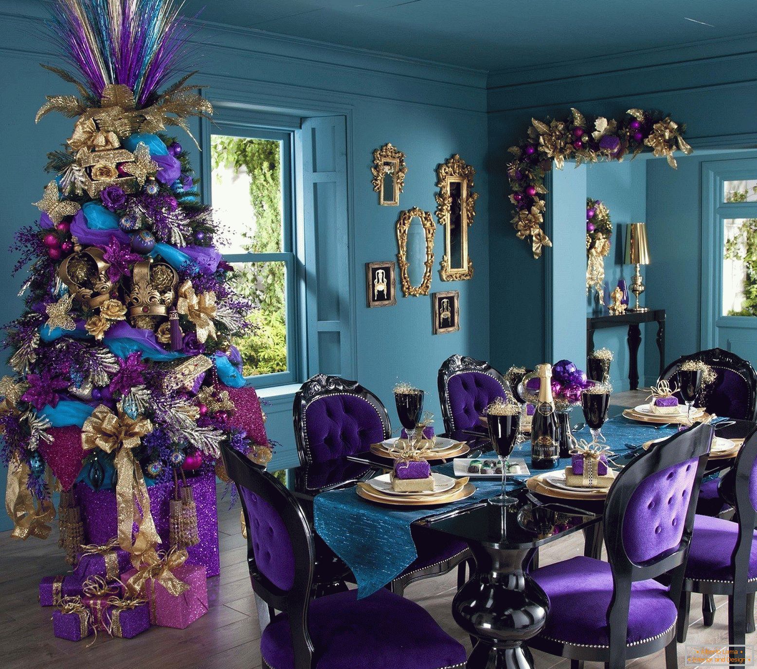 Sala de Año Nuevo en color lila