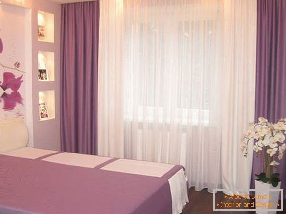 Dormitorio en colores violetas en un estilo moderno