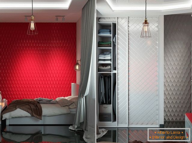 Un rojo intenso en el diseño de la habitación