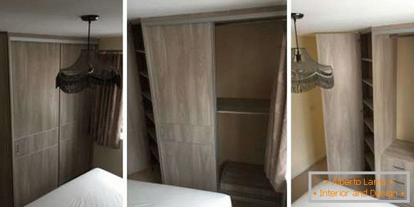 Diseño de un armario de esquina en el dormitorio - foto dentro