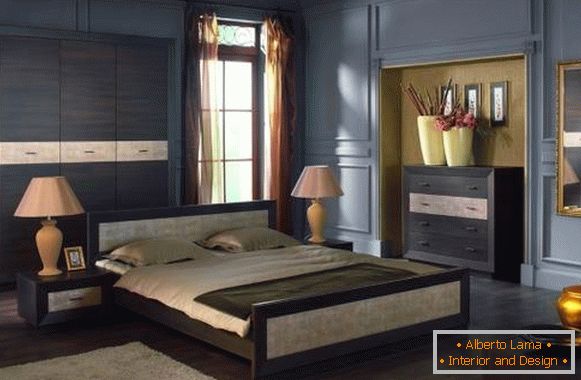 Elegante armario de dos tonos en el dormitorio