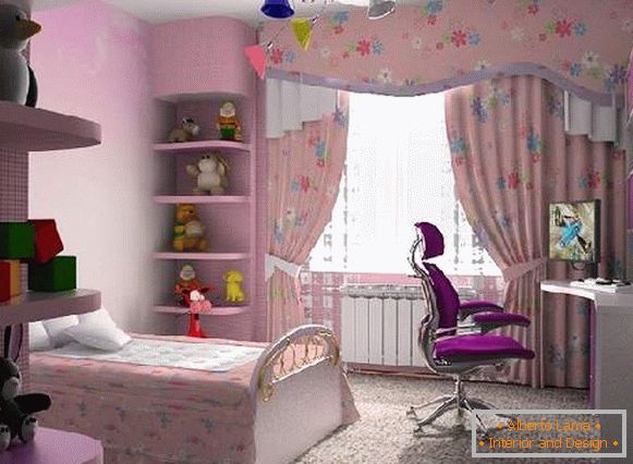 cortinas en una habitación infantil para una niña, foto 24