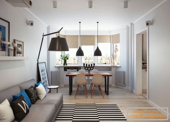 Apartamento de un dormitorio en estilo escandinavo - Foto de la sala de estar