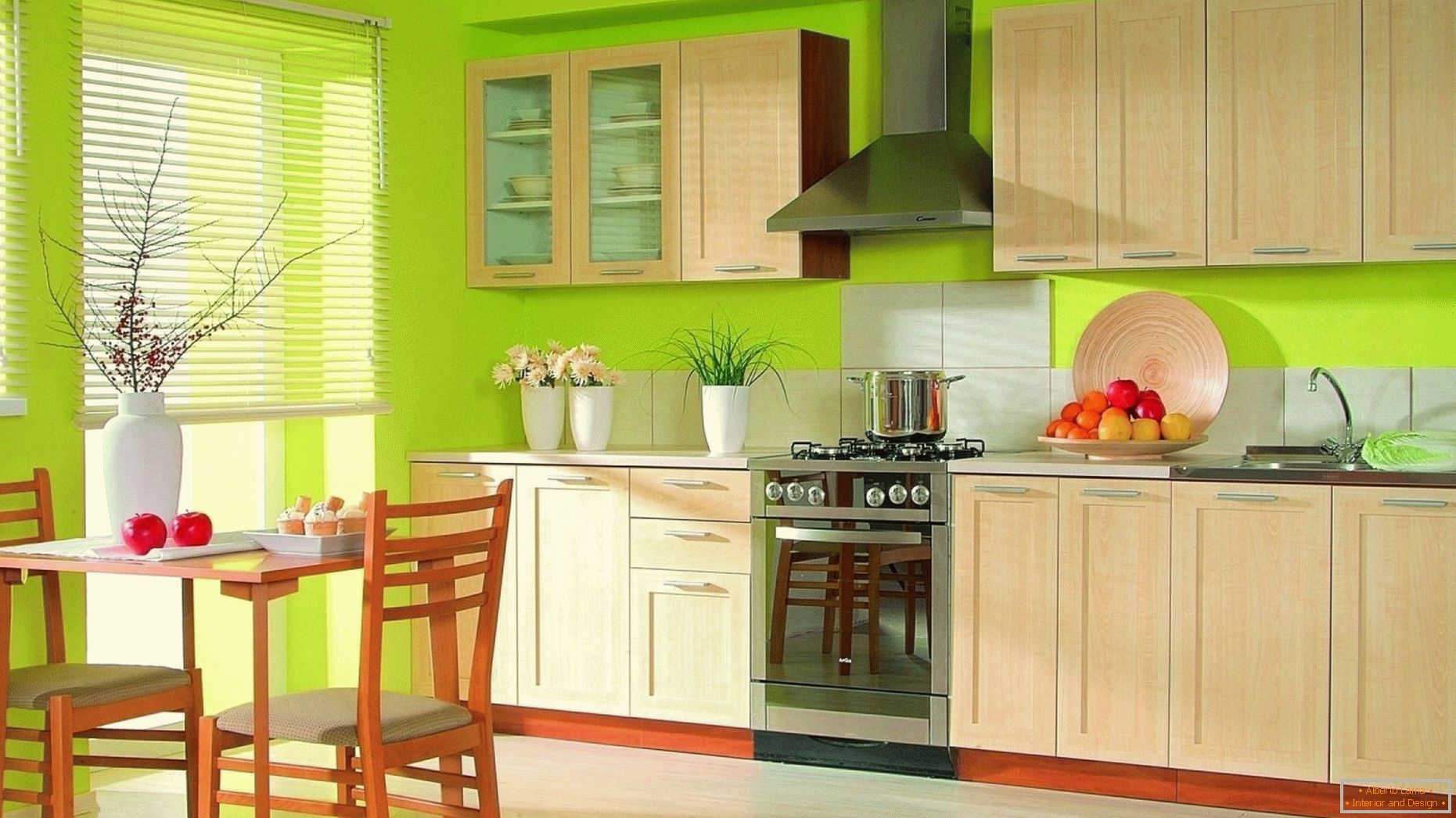 Diseño de cocina con colores contrastantes