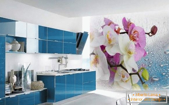 Papeles pintados a las flores de la cocina, foto 30