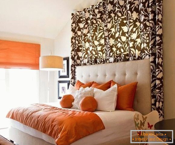 Cortinas de dormitorio marrón - diseño de foto 2016 con un patrón