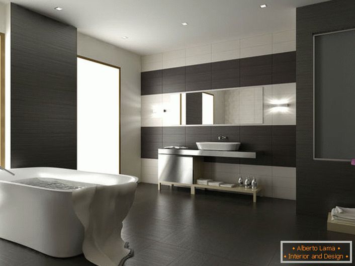 Interior del cuarto de baño en estilo de alta tecnología