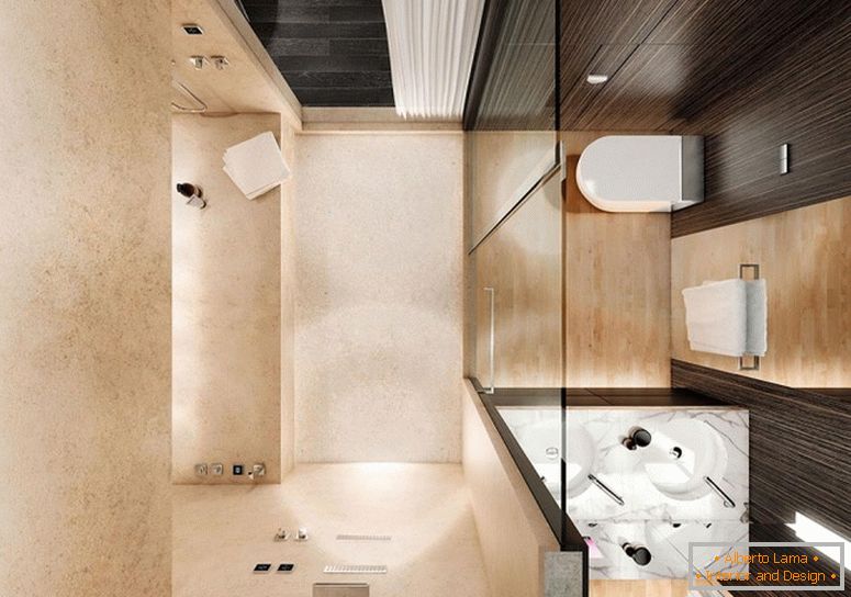 Diseño interior moderno de un baño pequeño
