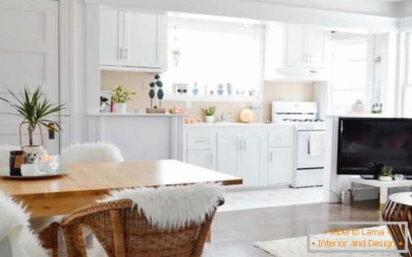 Diseño de cocina en una casa privada con tus propias manos: la idea de combinar con la sala de estar