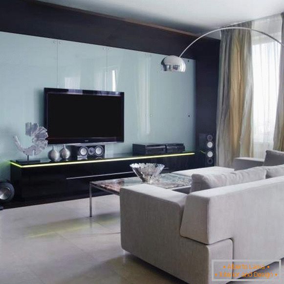 Diseño de alta tecnología de la sala de estar en el apartamento - interior photo