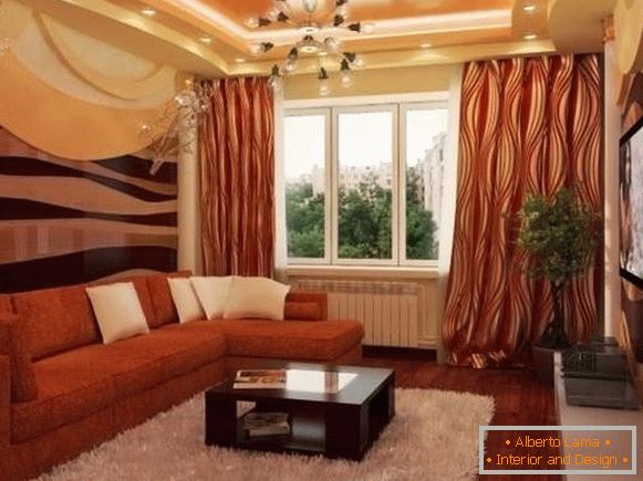 El diseño de la sala en el apartamento - una hermosa sala de estar en la foto
