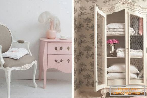 Hermosos muebles para un dormitorio en el estilo de Provenza - ejemplos en la foto