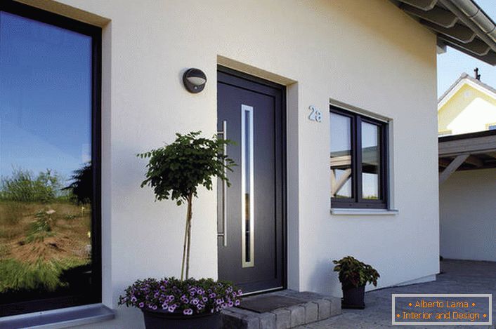 Las puertas de entrada metálicas de estilo Art Nouveau para una casa privada son una solución funcional y estéticamente atractiva.