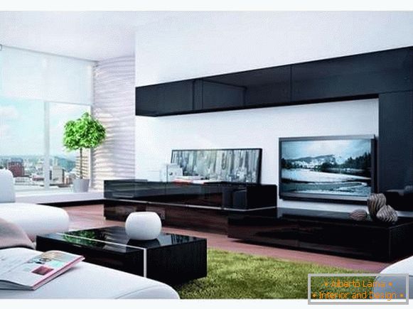 модульная pared en la sala de estar en un estilo moderno, foto 11