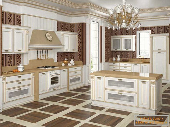 Exquisito estilo de barroco en la cocina.