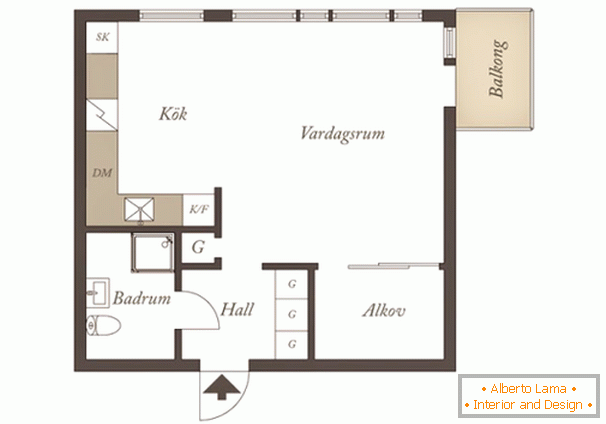 Planificación de apartamento en estilo escandinavo