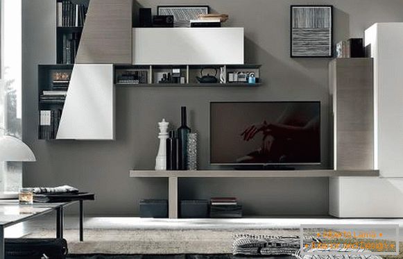 pared modular en la sala de estar en una foto de estilo moderno, foto 39