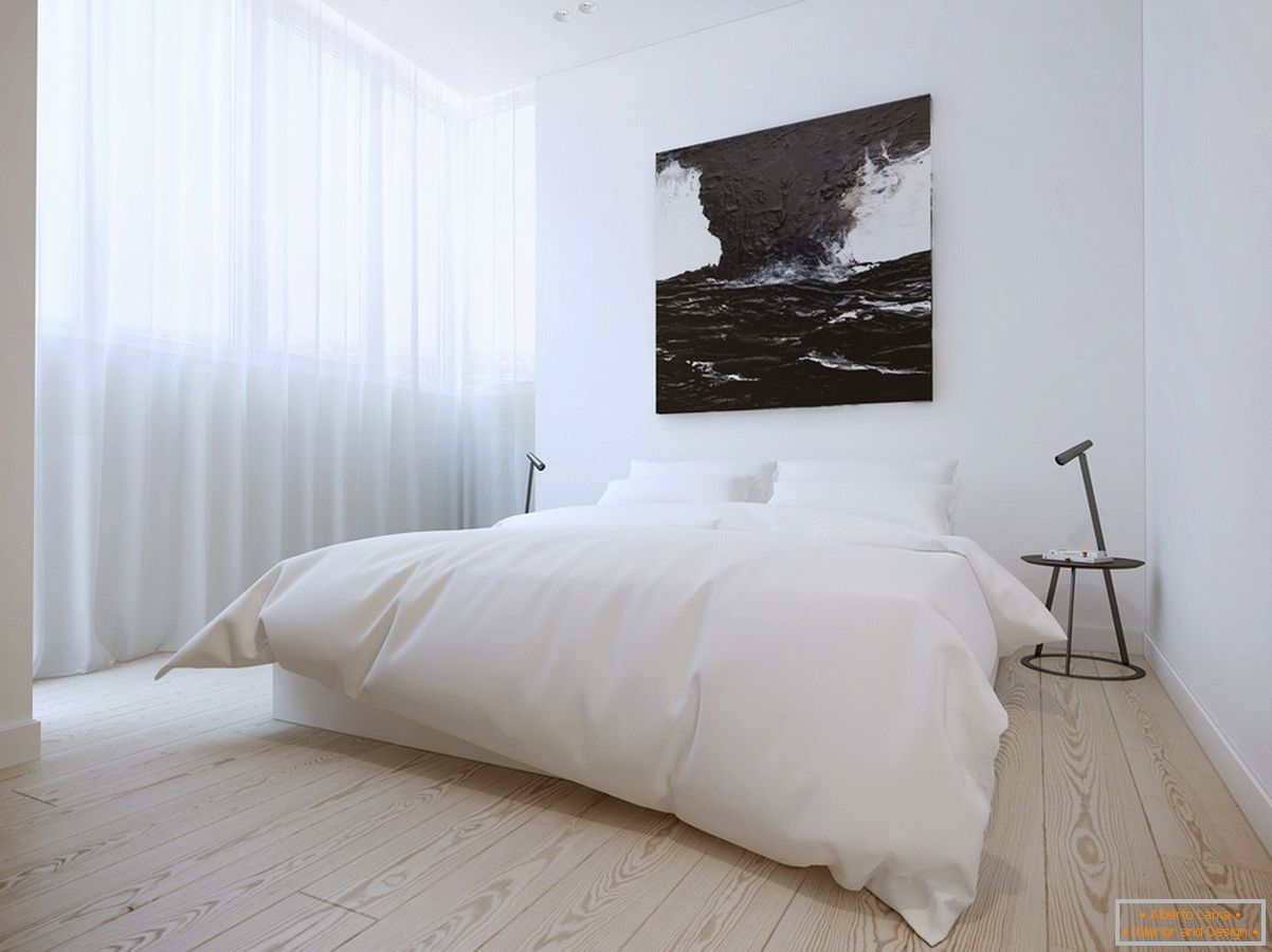 Dormitorio interior en color blanco