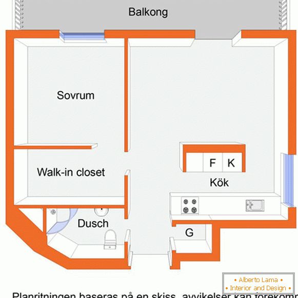 El diseño de un pequeño apartamento de una habitación