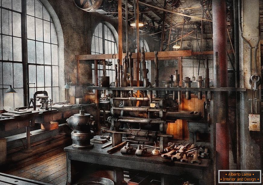 Estilo steampunk en el interior de la cocina