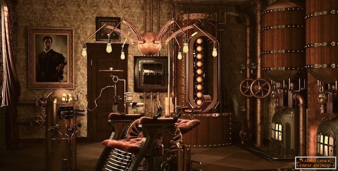 Hall en estilo steampunk