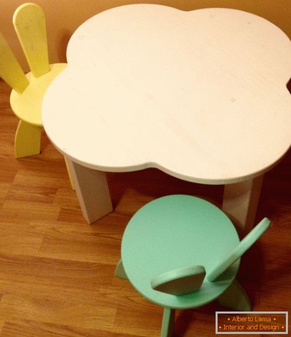 La mesa para niños de la chapa de madera, la foto 58