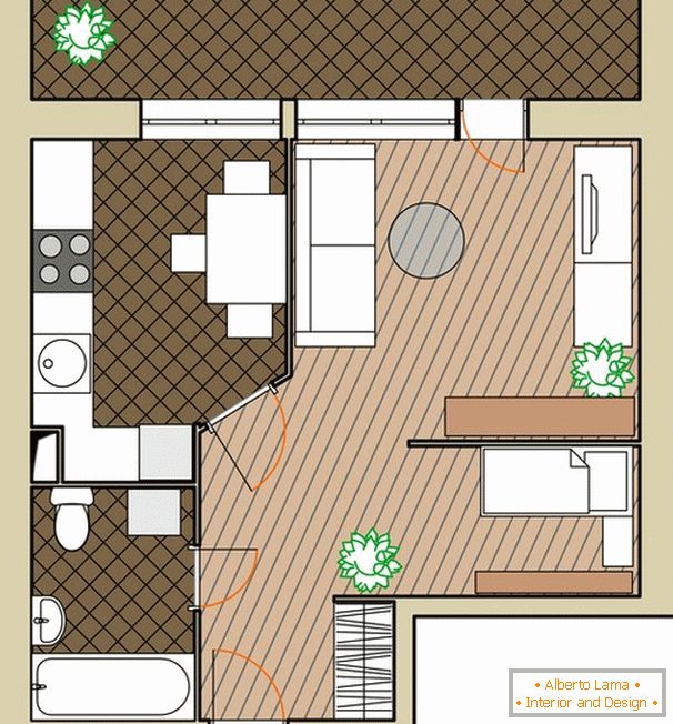 Planificación de un apartamento para una pareja y un niño con un juego