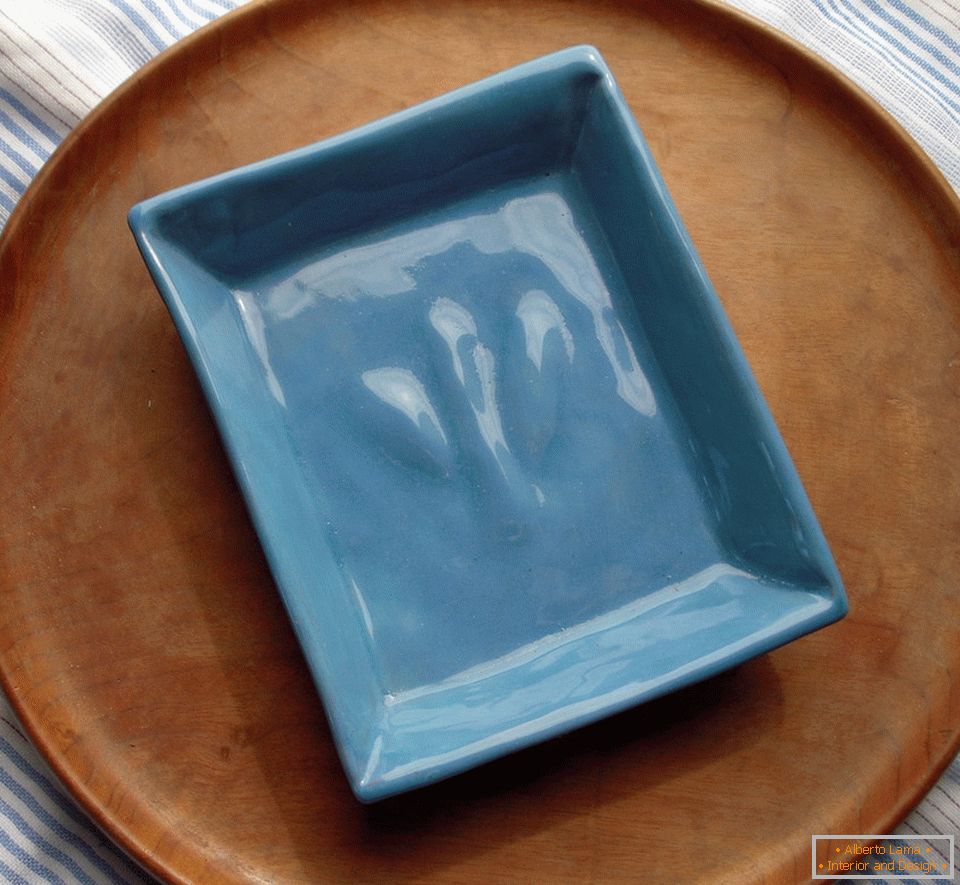 Jabonera de cerámica azul