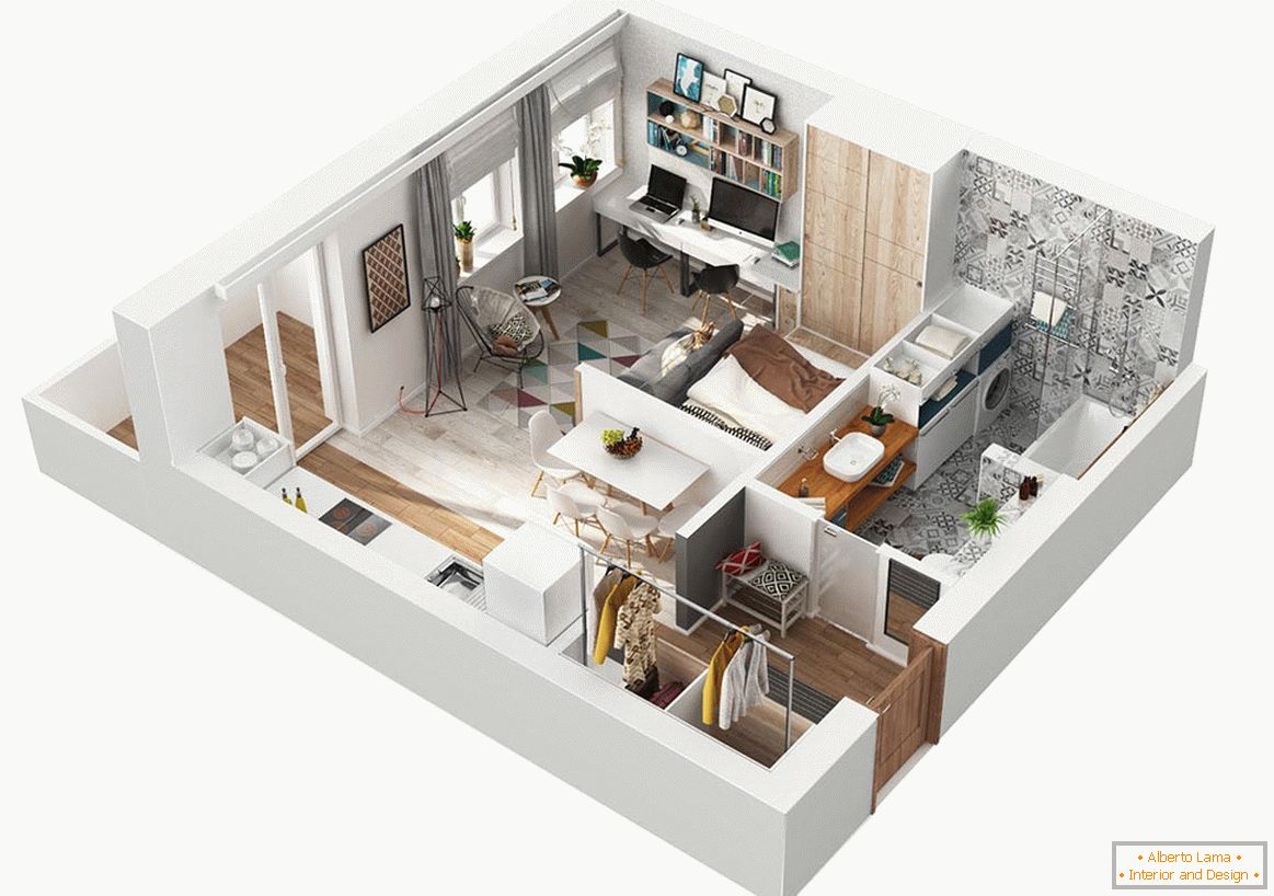 Modelo de un pequeño apartamento moderno